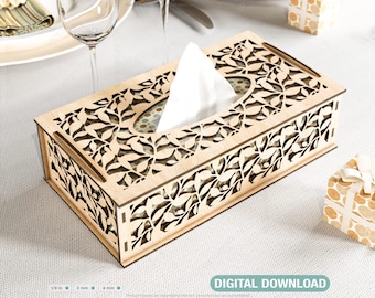 Porta fazzoletti decorativo a forma di cuore tagliato al laser, copri tovaglioli in legno per tavolo, download digitale Glowforge SVG /#167/
