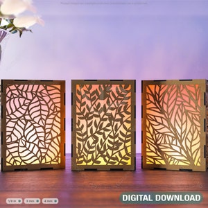 Leaves Pattern Candle Holder Laser Cut Tree  Lamp wood Tea light Lantern Digital Download | SVG, DXF, AI |#129|