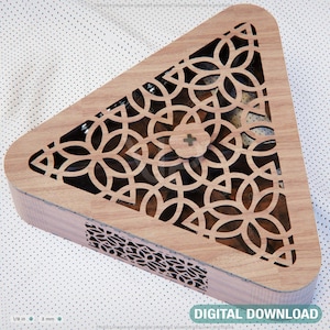 Lasercut-Datei Dreieck Geschenkbox aus Holz Servier Hochzeit Süßigkeiten SVG Laserschnitt Projektdateien für den digitalen Download | SVG, DXF, AI |#083|