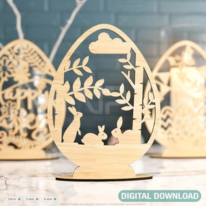 Standing Easter Egg Ornaments Laser Cut Files Egg SVG bundle 3 Elements Digital Download |#180|