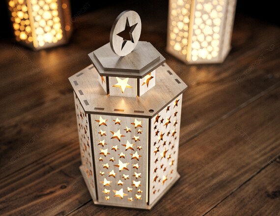 Wooden Decorative Lantern Laser Cut Star Night Light Laser Cutting