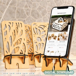 Lasergesneden houten mobiele telefoonstandaard mobiele telefoonhouder digitale download SVG |#185|