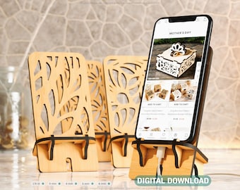 Laser Cut Wooden Mobile Phone Stand Cell Phone Holder Digital Download SVG |#185|