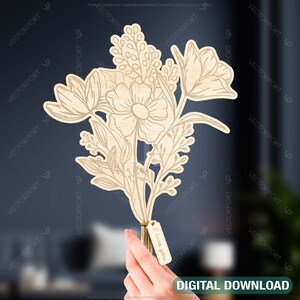 Mother’s day gift laser cut SVG plan, Personalized Flowers for Mom, Customizable Engraving Diy gift Digital Download |#189|