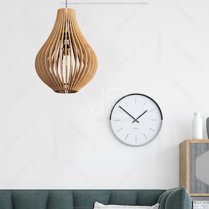 Round Oval Wood Pendant Light Chandelier Lamp lampshade plywood Digital Download | SVG, DXF, AI |#066|