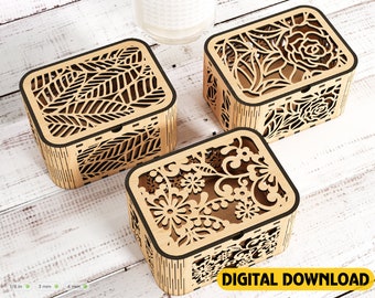 Decorative Wooden box with Flowers & Leaves Pattern laser cut Jeweler case Wedding Birthday box Mother’s Day Gift Digital Download |#201|
