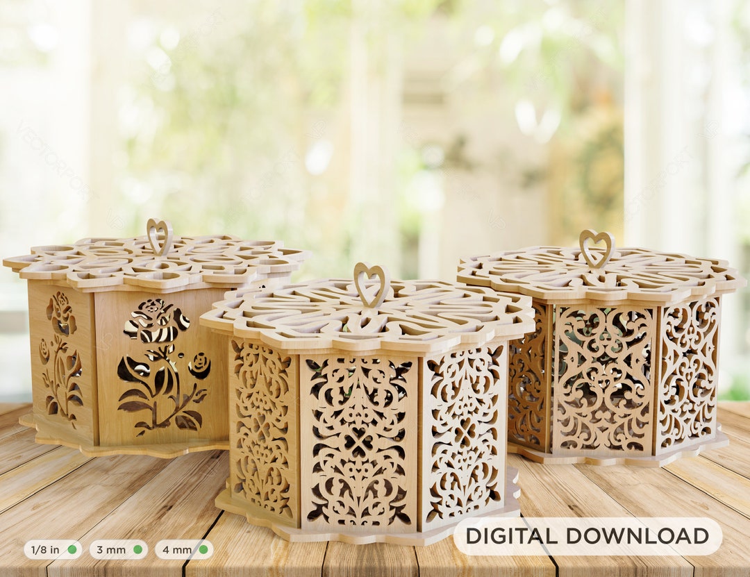 Laser Cut Decorative Wooden Gift Box Laser Cut Jeweler Case Etsy