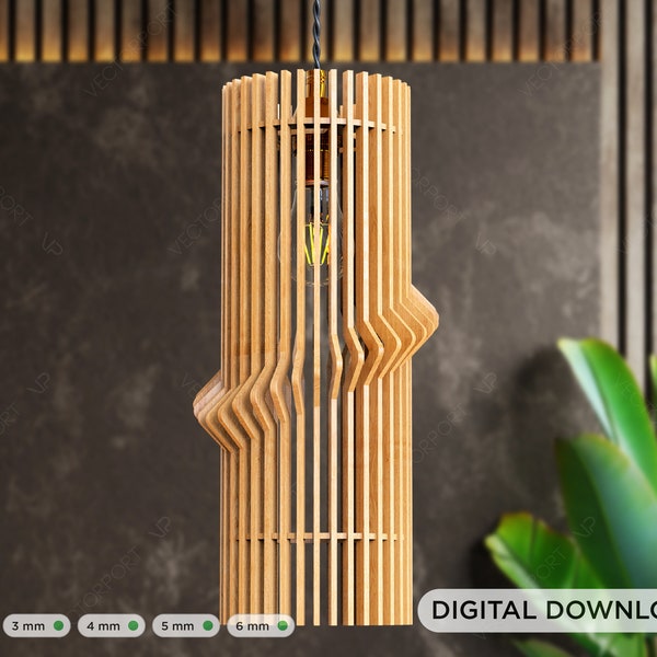 Cylinder Wood Pendant Light Chandelier Lamp lampshade laser Digital Download | SVG, DXF, AI |#065|