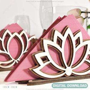 Lotus Blume Dekorativer Serviettenhalter Laser Schnitt Herz Blatt Rose Form Tischplatte Holzhalter SVG Digital Download |#164|