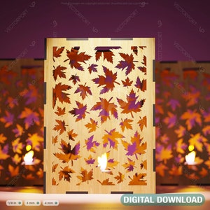 Ahornblatt Kerzenhalter Laser Cut Lampe Holz Teelicht Laterne Votivgeschenk Digitaler Download SVG |#151|