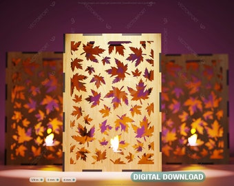 Maple Leaf Candle Holder Laser Cut Lamp wood Tea light Lantern Votive Gift Digital Download SVG |#151|