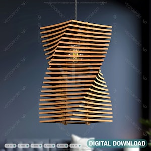Twist box Creative Modern Wood Pendant Light Chandelier Lamp lampshade plywood Digital Download | SVG, DXF, AI |#068|