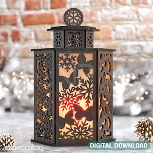Christmas Lamp Night Light Snowflake & Butterfly Lantern Decoration Table Candle Holder Digital Download |#233|