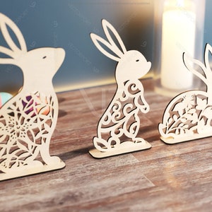 Standing Bunny Easter Ornaments Easter Laser Cut Files Bunny SVG Bundle ...