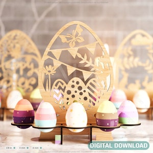 Easter Ornaments Egg Stand SVG bundle Bunny Egg Tray Holder stand Digital Download |#179|