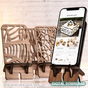 Lasergesneden houten mobiele telefoonstandaard mobiele telefoonhouder digitale download SVG |#184|