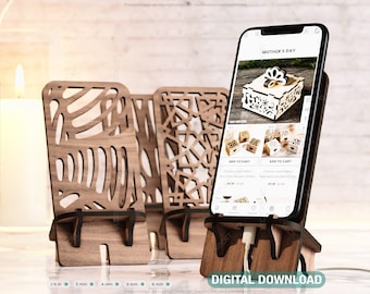 Laser Cut Wooden Mobile Phone Stand Cell Phone Holder Digital Download SVG |#184|