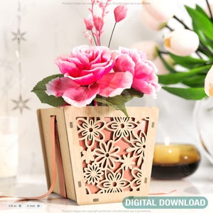 Blumen Box Laser cut Geschenkbox Umschlag Home Décor Dekorative Hochzeit Karte Box Dekoration Holzkiste Einladung Digitaler Download SVG |#157|