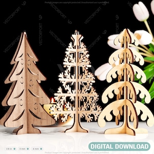 Standing Christmas Trees Laser cut Snowflake SVG Craft templates Cricut Glowforge Digital Download | SVG |#160|