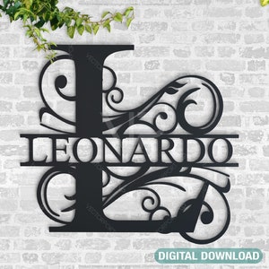 Letras do alfabeto de monograma Split Regal cortadas a laser para download digital | SVG, DXF, AI |#030|