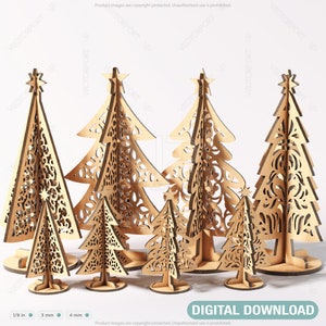 Stehende Neujahr Weihnachtsbäume Laser geschnitten Schneeflocke SVG Handwerk Vorlagen Cricut Glowforge Digital Download | SVG |#170|