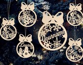Christmas balls with Custom Name Tree Decorations Bauble Paper art SVG, DXF, AI 011