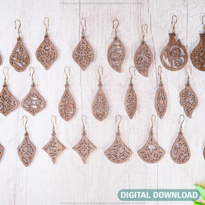 24 orecchini modello taglio laser file Svg Glowforge Cricut gioielli pendenti goccia download digitale / SVG, DXF, AI /#126/