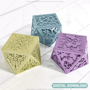 Papercut Craft Paper boxes Packing for Gift Wedding Favors Box Lace Pattern template Files Digital Download |#166|
