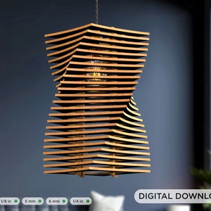 Twist box Creative Modern Wood Pendant Light Chandelier Lamp lampshade plywood Digital Download | SVG, DXF, AI |#068|