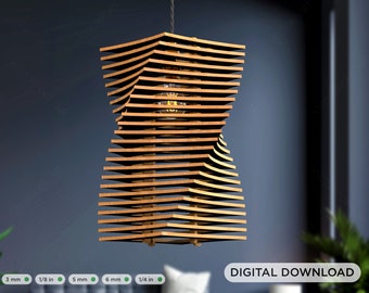 Twist box Creative Modern Wood Pendant Light Chandelier Lamp lampshade plywood Digital Download | SVG, DXF, AI |#068|