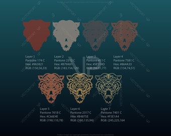 Tiger Multilayer Panel Mandala Svg for Laser Cutting Layered Wall