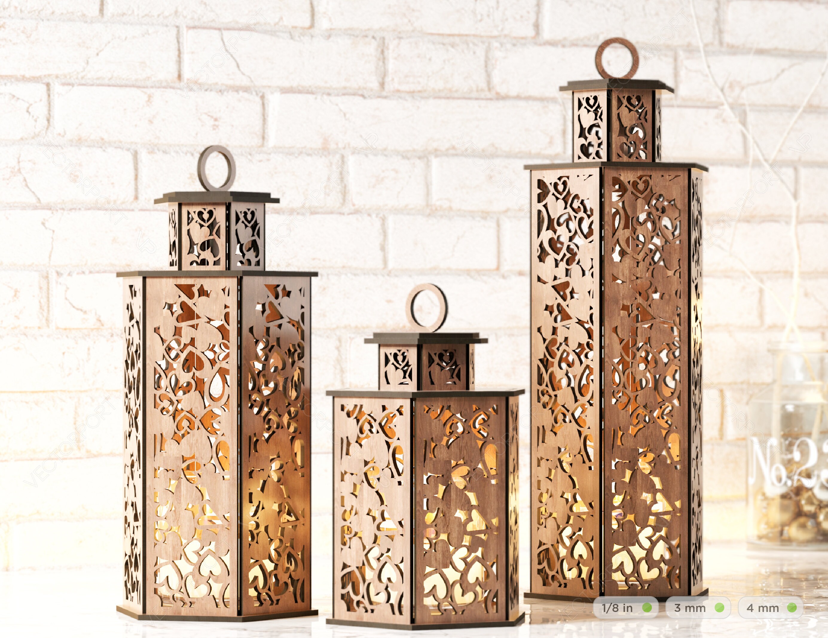 Wooden Wedding Decoration Lantern Laser Cut Centerpiece Night Etsy