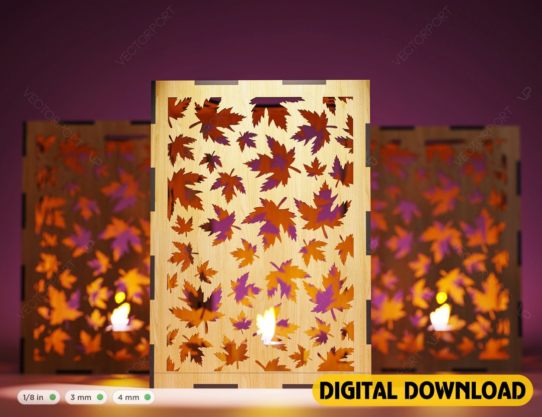 Maple Leaf Candle Holder Laser Cut Lamp Wood Tea Light Lantern Votive