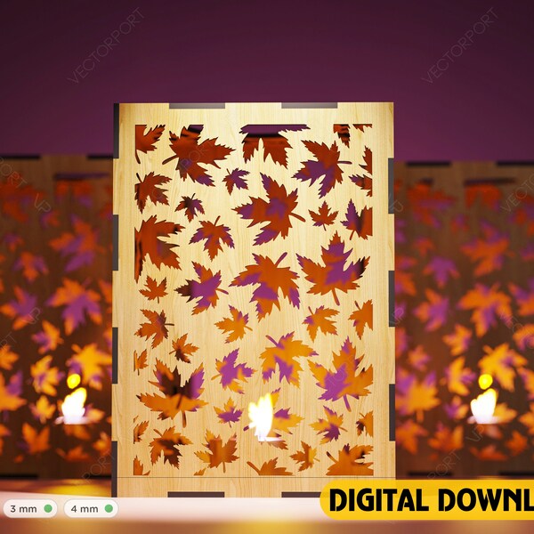 Maple Leaf Candle Holder Laser Cut Lamp wood Tea light Lantern Votive Gift Digital Download SVG |#151|