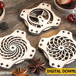 Mechanical Laser Cut Coaster Tea Coffee Cup Mat Pad Placemat Tableware Digital Download |#204|