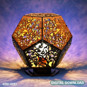 Decorative lasercut wood tree of life shadow lamp Tea light Digital Download | SVG, DXF, AI |#044|