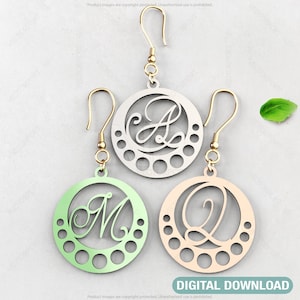 Pendientes elegantes decorativos Alfabeto Artesanía Joyería Colgantes Set corte láser Descarga digital / SVG, DXF, AI /#042/