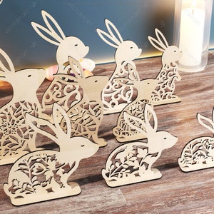 Standing Bunny Easter Ornaments Easter Laser Cut Files Bunny SVG Bundle ...