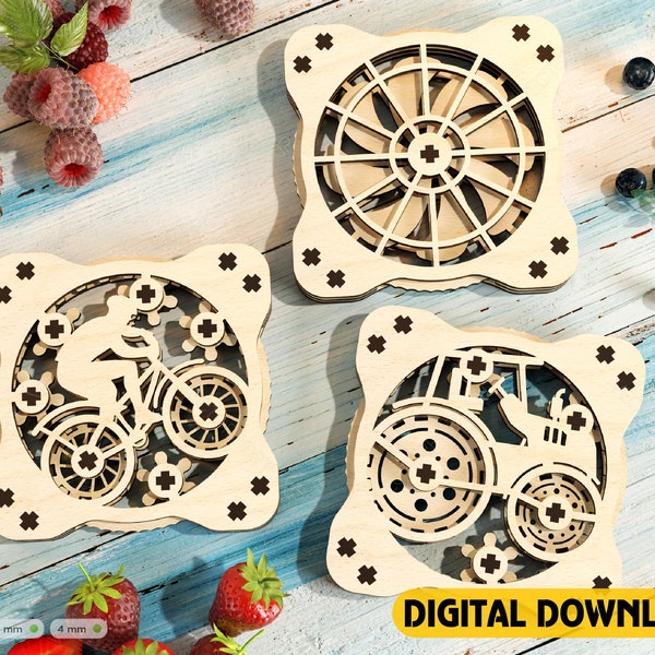Coaster Mechanical Laser Bike Tractor Fan Theme Shape Tea Coffee Cup Mat Pad Placemat Tableware Digital Download |#214|