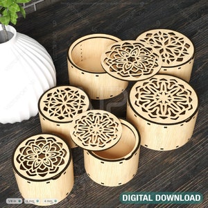 Dekorative runde Geschenkebox aus Holz laser cut Juwelierkasten Hochzeit Love Box Digitaler Download |#213|