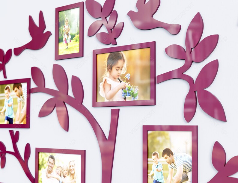 Family Tree Photo Frame Wall Decor for Decoration With Leaves Etsy