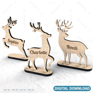 Christmas Standing Reindeer Personalized with trees New Year Decorations Digital Download SVG |#045|