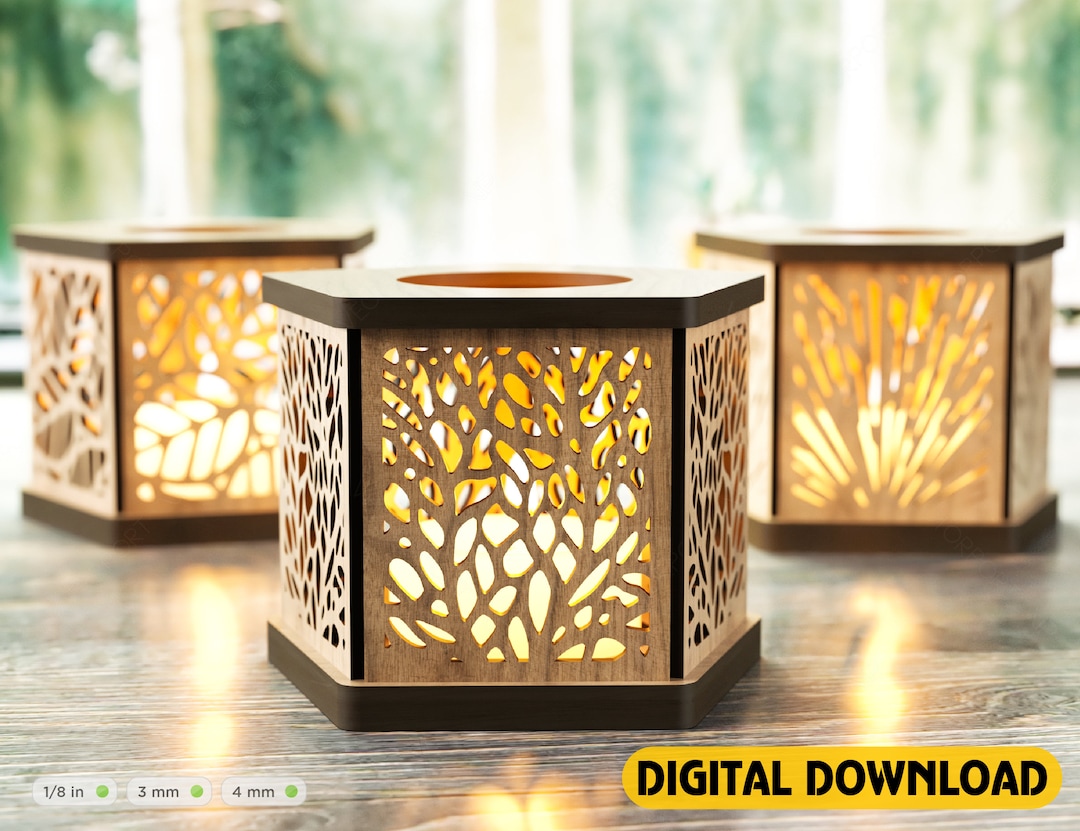Candle Holder Laser Cut Lamp Plywood Tea Light Lantern Votive Gift