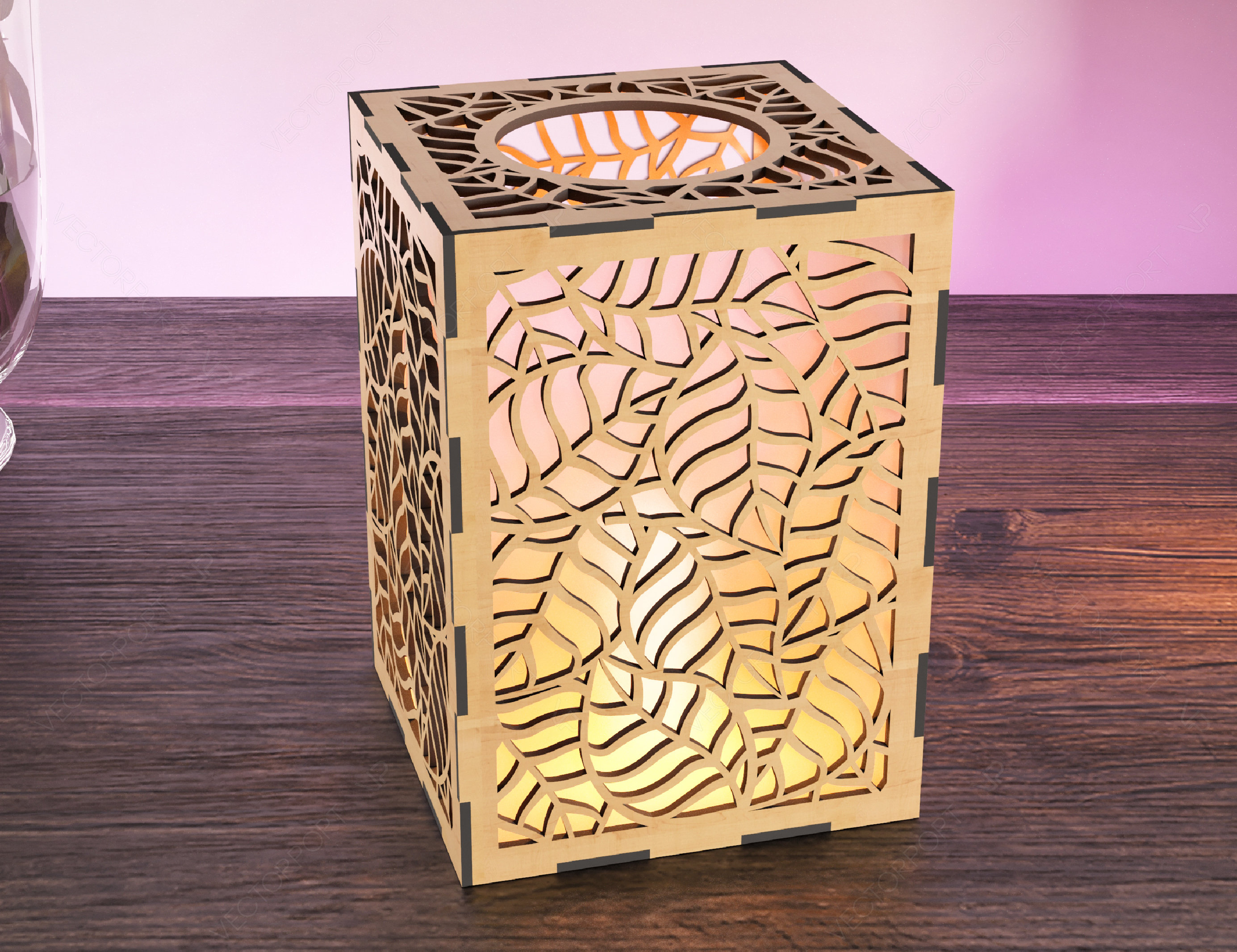 Leaves Pattern Candle Holder Laser Cut Tree Lamp Wood Tea - Etsy