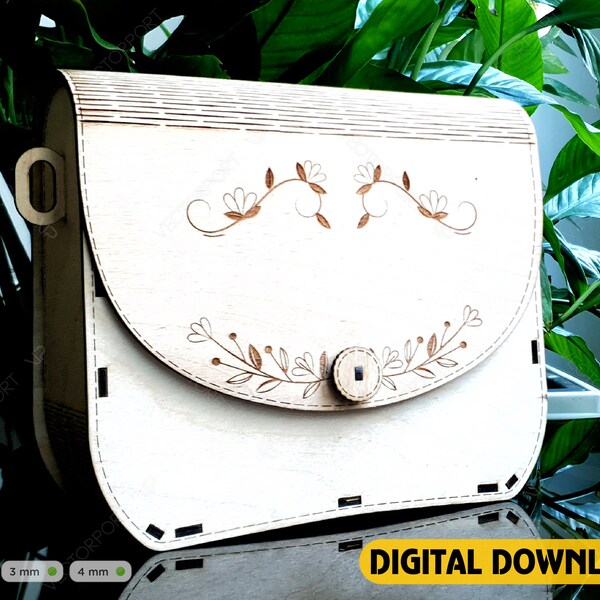 Wooden Clutch Laser Cut Wooden Bag, Purse, Handbag Digital Download SVG |#216|