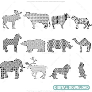 Animal silhouette mandala laser cut cnc decorative pattern Digital Download | SVG, DXF, AI |#035|