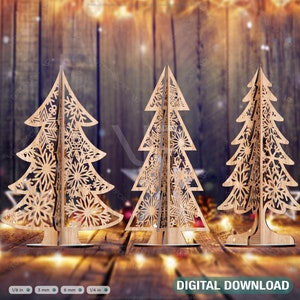 Stehende Bäume Weihnachten Schneeflocke SVG Digital Craft Hängende Vorlagen Cricut Glowforge Digital Download | SVG, DXF |#087|