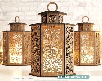 Spring Flower Pattern Lamp Candle Holder Ornaments Opener Lantern Decoration Table Digital Download SVG |#190|