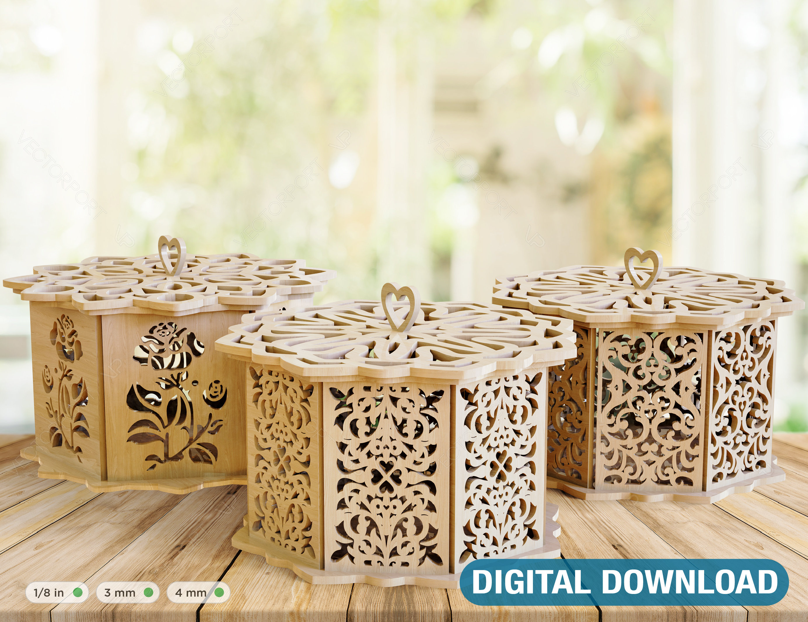 Ornaments Wooden Gift Box Laser Cut 01 Graphic by LaijuAkter · Creative  Fabrica