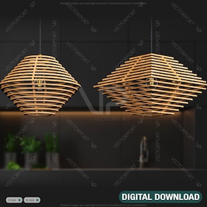 Elegant 3&6mm Wood Pendant Light Chandelier Lamp lampshade plywood Digital Download | SVG, DXF, AI |#067|